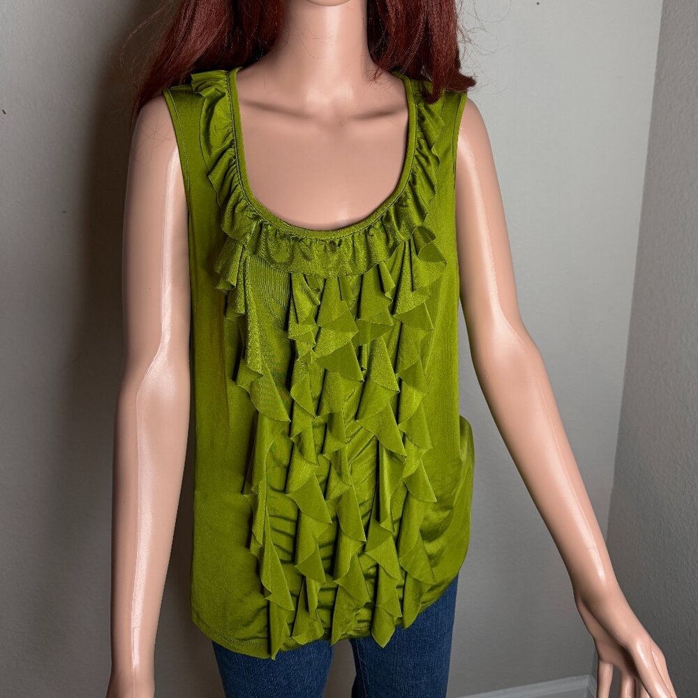 Green Ruffle Tank Top - Picture 2 of 5